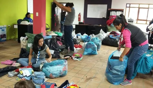 Scouts in Ecuador organise food distribution