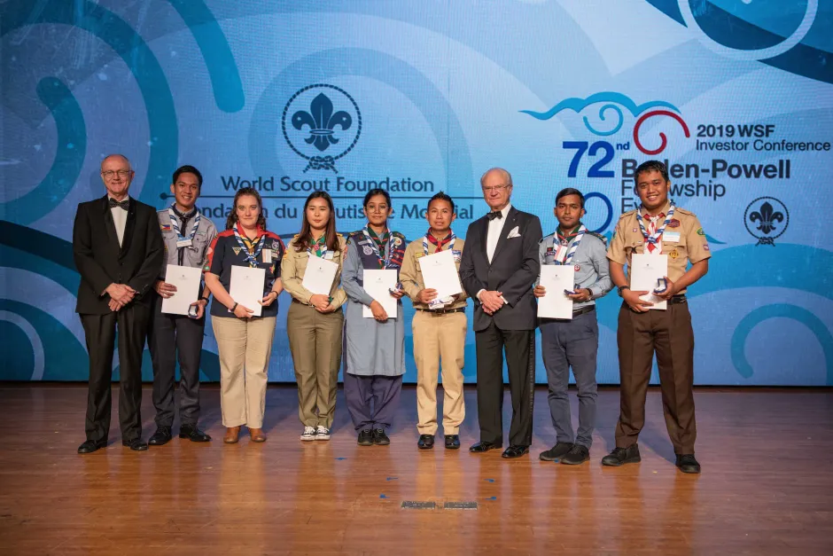 The 7 Asia-Pacific Scout Investor Conference speakers were recognised as Young Baden-Powell Fellows
