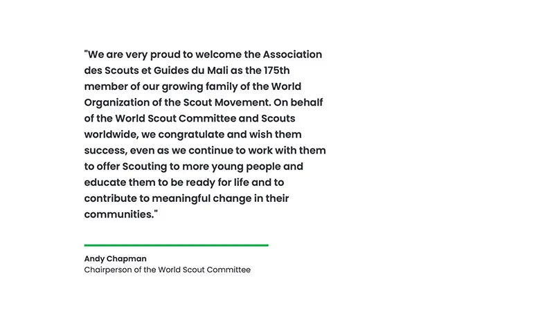 Association des Scouts et Guides du Mali joins as 175th Member of World Scouting