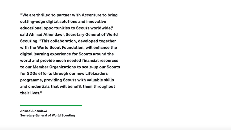 World Scouting and Accenture partner for sustainable development to propel digital and lifelong learning for Scouts worldwide