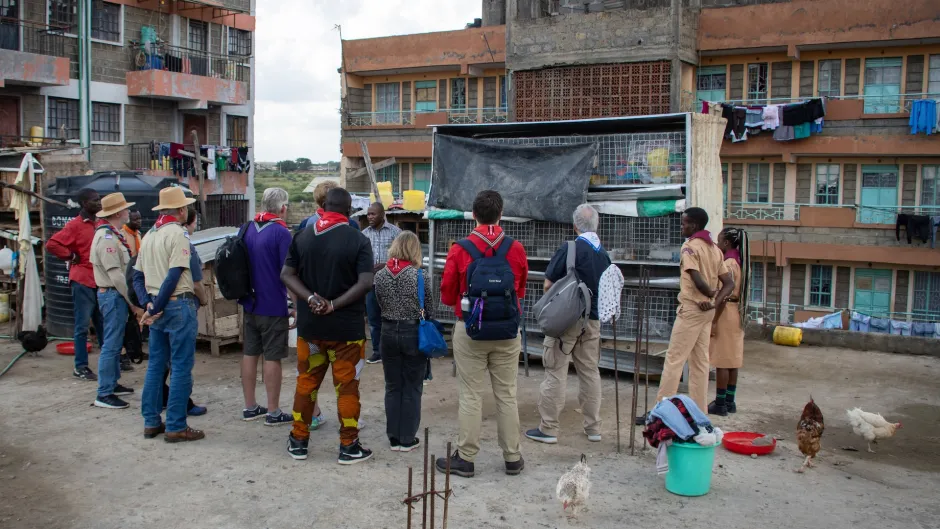 Rabbit rearing on the roof of the Treehouse Scouts' home, Nairobi, Kenya